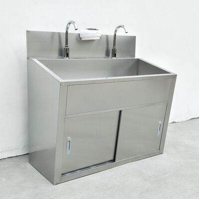 Lavabo con rubinetto a induzione in acciaio inox per 2 persone
